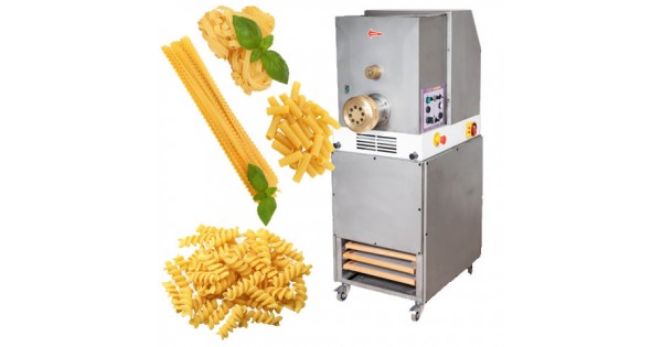 Electric fresh pasta machine for the production of 2,5 kg per hour and tank  with a capacity of 1,3 kg.