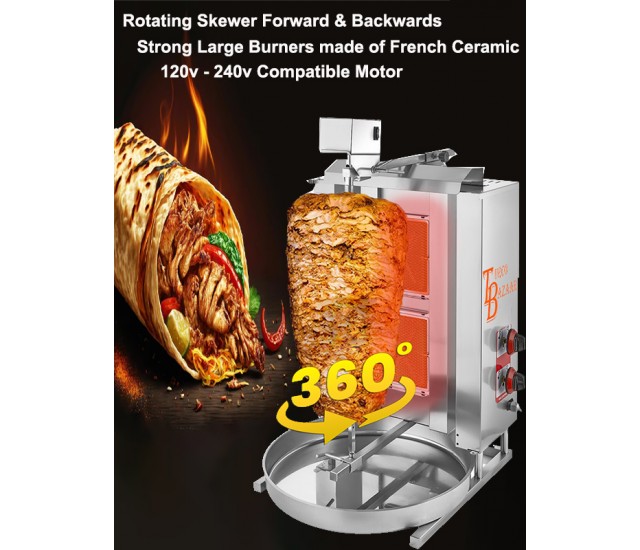 2 Burner Automatic spinning Shawarma Machine Spinning Griller 24.000 BTU Tacos Al Pastor Machine