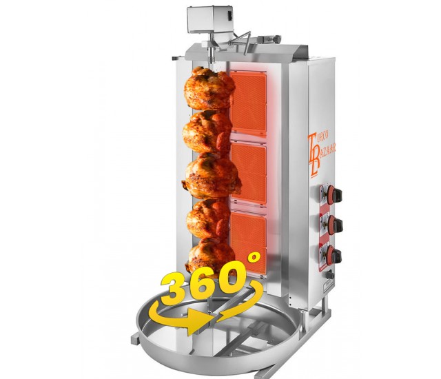 3 Brenner Automatisch drehender Shawarma Maschinenspinngrill 35.000 BTU Potis doner grill